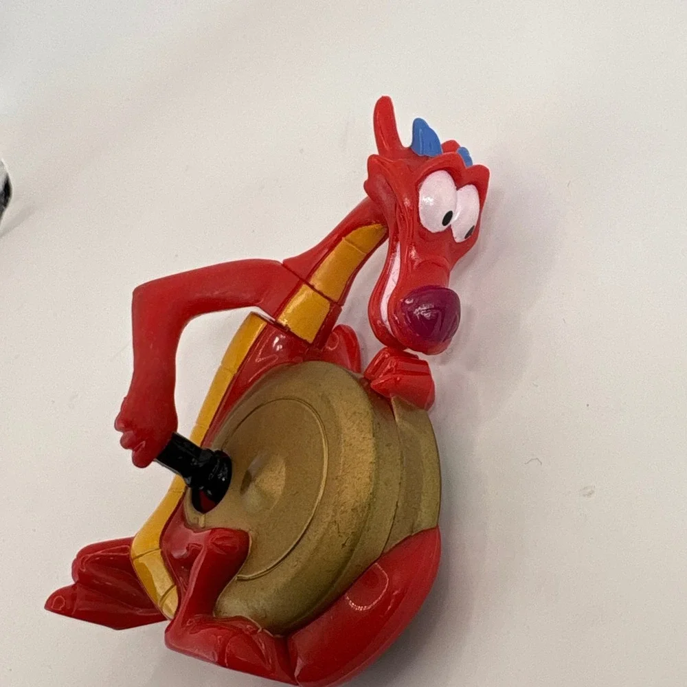 Disney Mulan Mushu Dragon with Gong Figure McDonalds Toy‎ Collectible Red